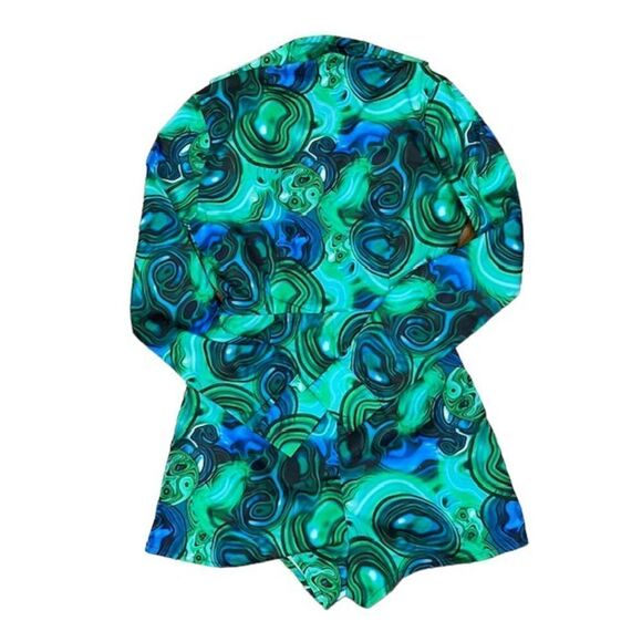 Pretty Little Thing Blue Marble Print Wrap Collared Short Romper 0 - Picture 9 of 12